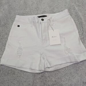 Kancan women's cuffed white shorts with distressing size 9/28 NWT